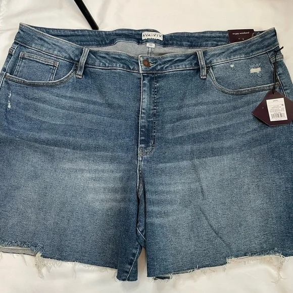 NWT Ava & Viv size 26W blue high rise shorts - Picture 2 of 6